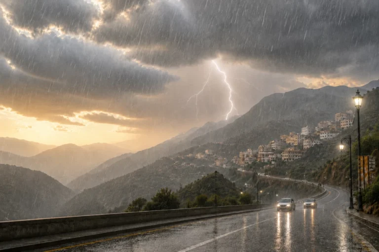 توقعات الطقس في السعودية اليوم: أمطار رعدية ورياح نشطة
