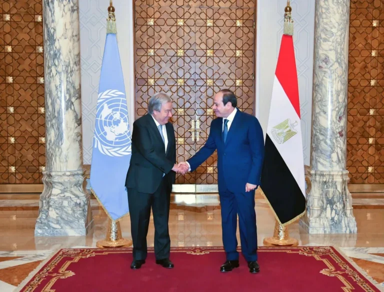 السيسي وغوتيريش يبحثان حرية الملاحة في مضيق هرمز السيسي وغوتيريش يبحثان حرية الملاحة في مضيق هرمز
